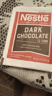 Dark chocolate flavor hot cocoa mix front packaging