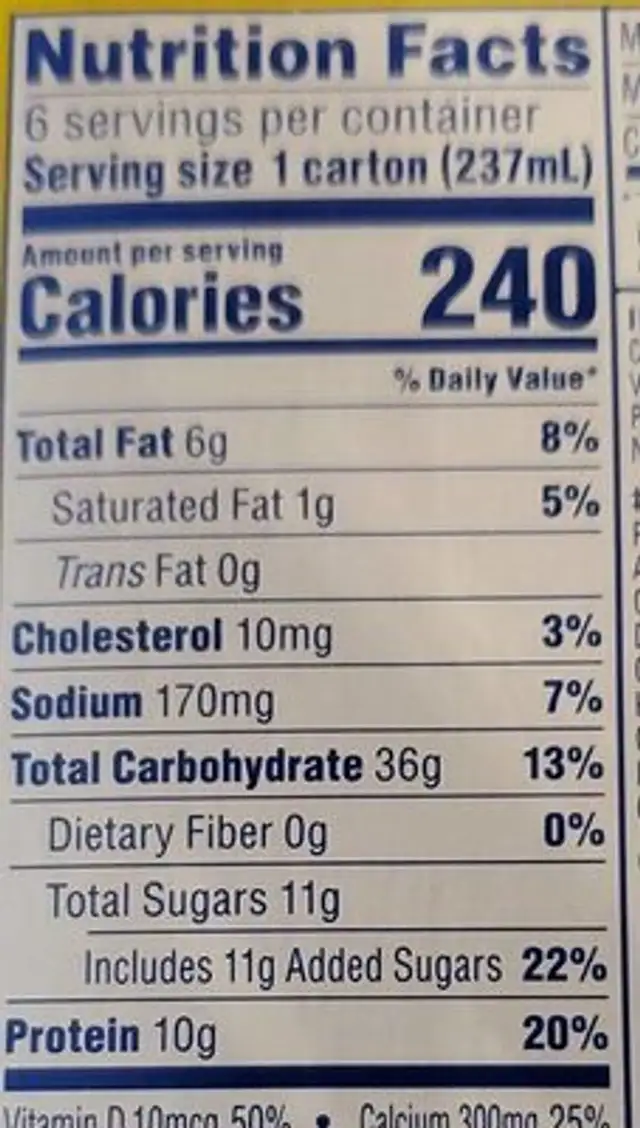 Carnation breakfast essentials nutrition facts table