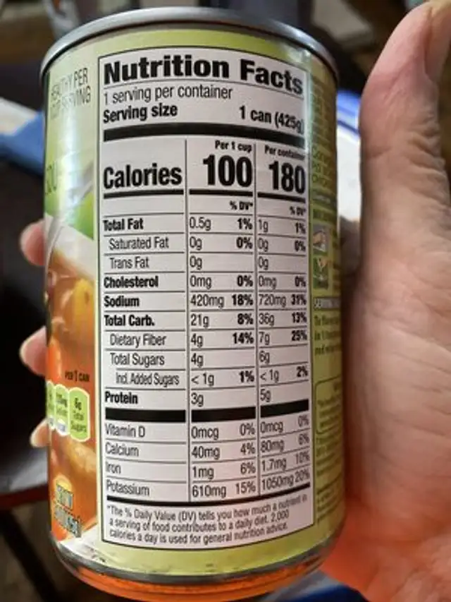 Country vegetable soup nutrition facts table