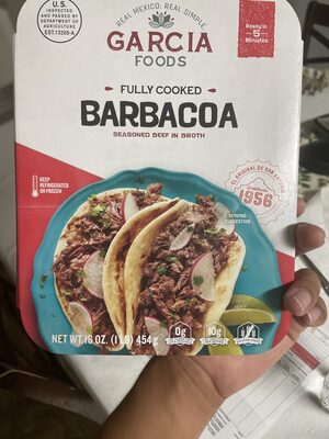 Fully cooked Barbacoa seasoned and beef broth
