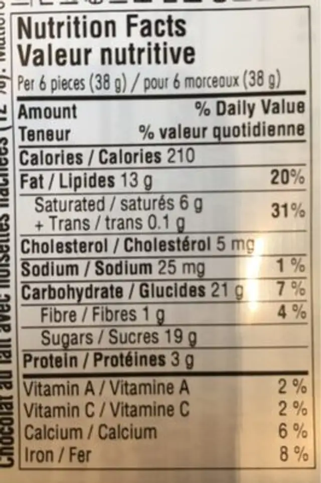 Chocolat Ritter Sport Assortiment 100G nutrition facts table