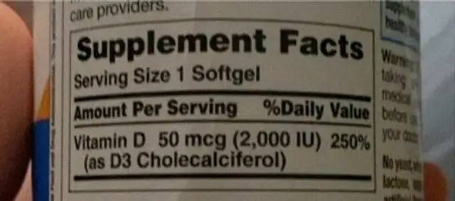 D3 50 mcg 2000 IU bone health nutrition facts table