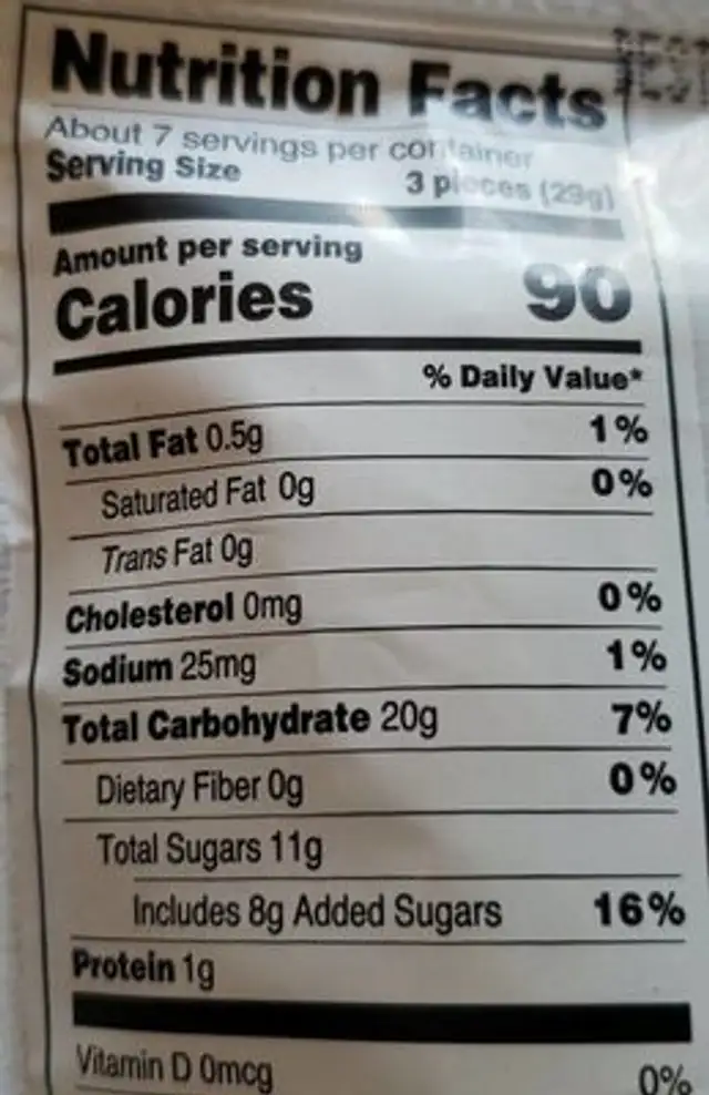 Australian style black soft licorice nutrition facts table