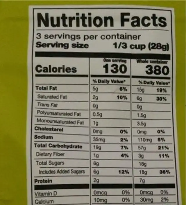 Abound mango coconut nut nutrition facts table