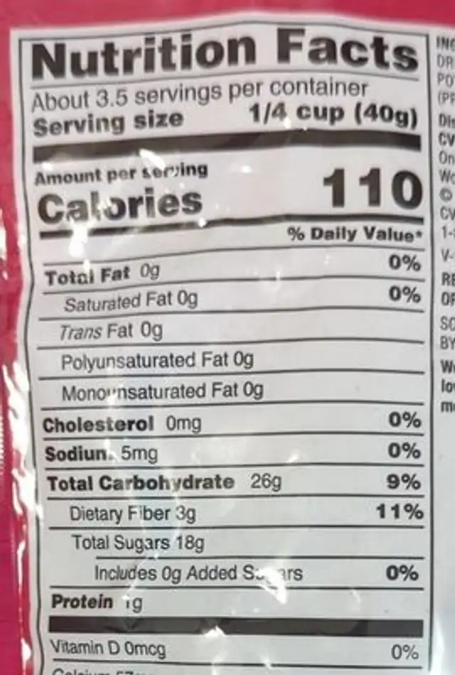 Dried mission figs nutrition facts table