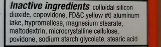 Mucus D ingredients label