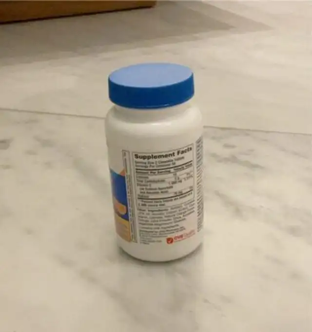 Vitamin C chewable nutrition facts table