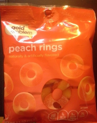 Gold Emblem Peach Rings front packaging