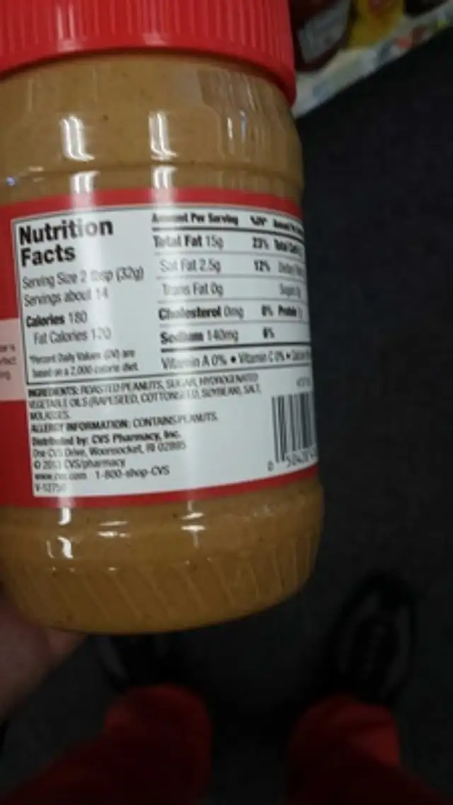 Creamy Peanut Butter nutrition facts table