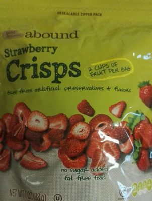 Gold emblem abound, strawberry crisps front packaging
