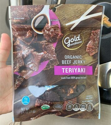Organic beef jerkey Teriyaki front packaging