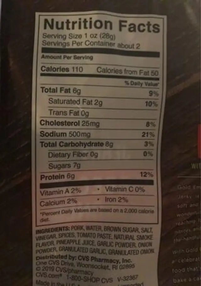 Barbecue seasoned nutrition facts table