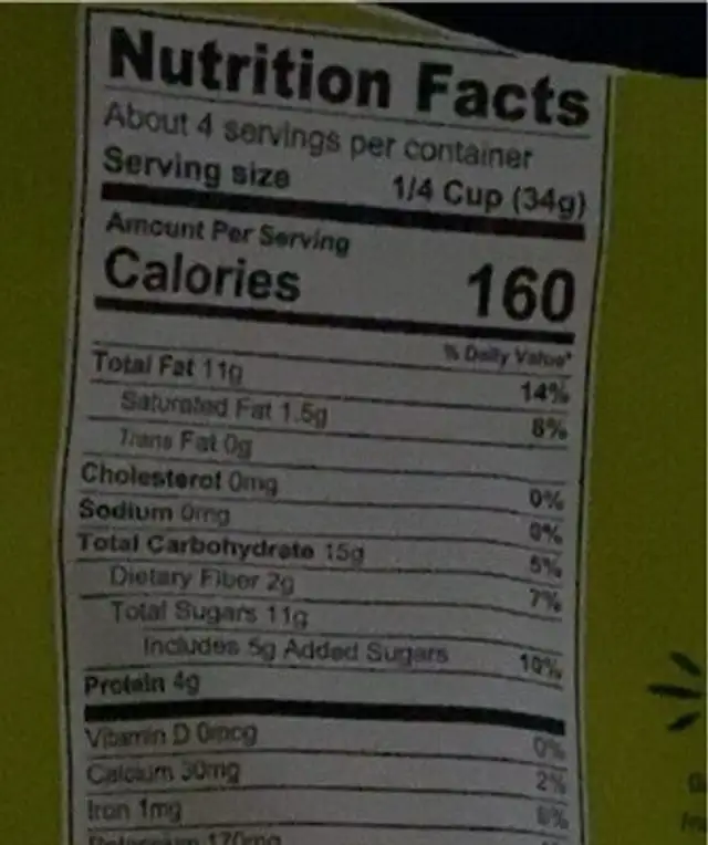 Abound heart Healthy Trail Mix nutrition facts table