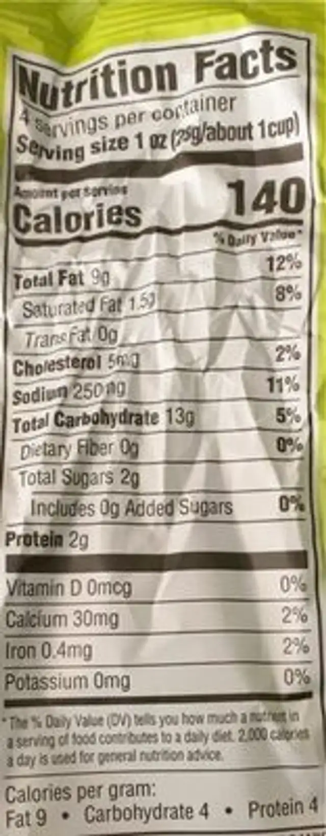 Light & Fluffy Organic White Cheddar Corn Puffa nutrition facts table