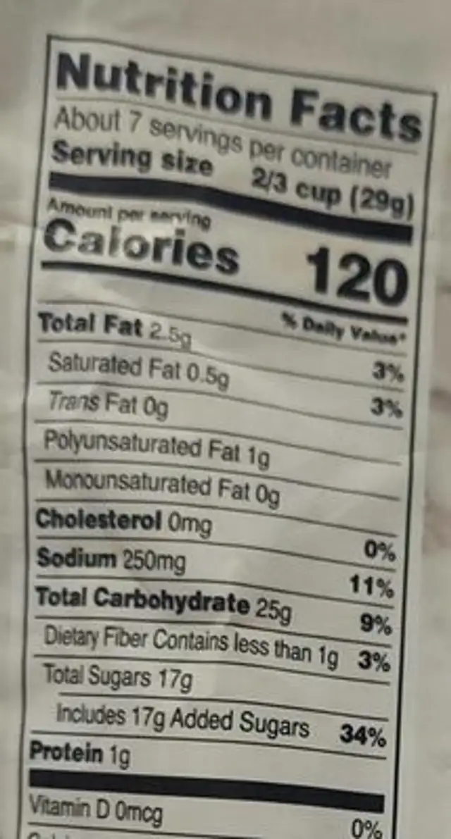 Gourmet Cheddar Caramel Popcorn nutrition facts table