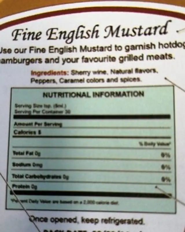 Outerbridges original sherry peppers sauce nutrition facts table