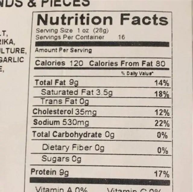 Original Lil’ Landjaeger nutrition facts table