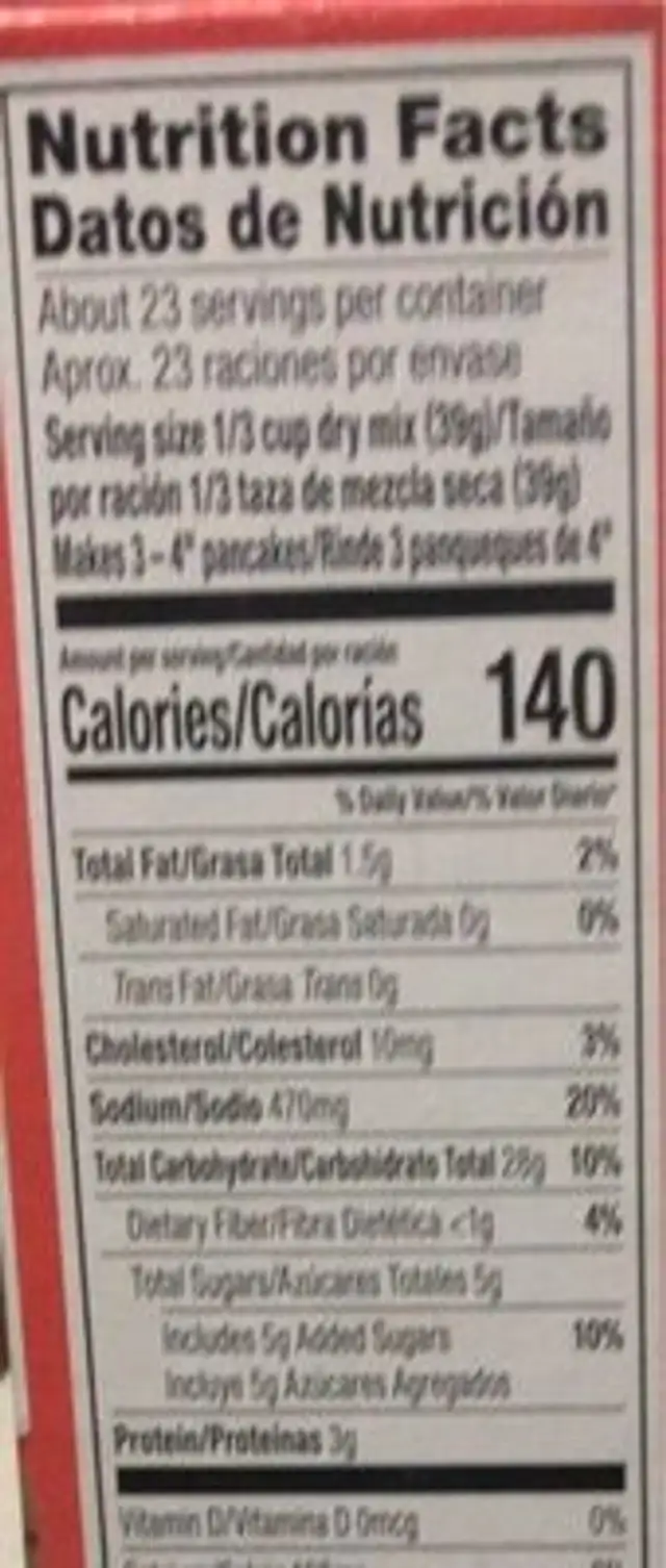 Complete* Pancake & Waffle Mix nutrition facts table