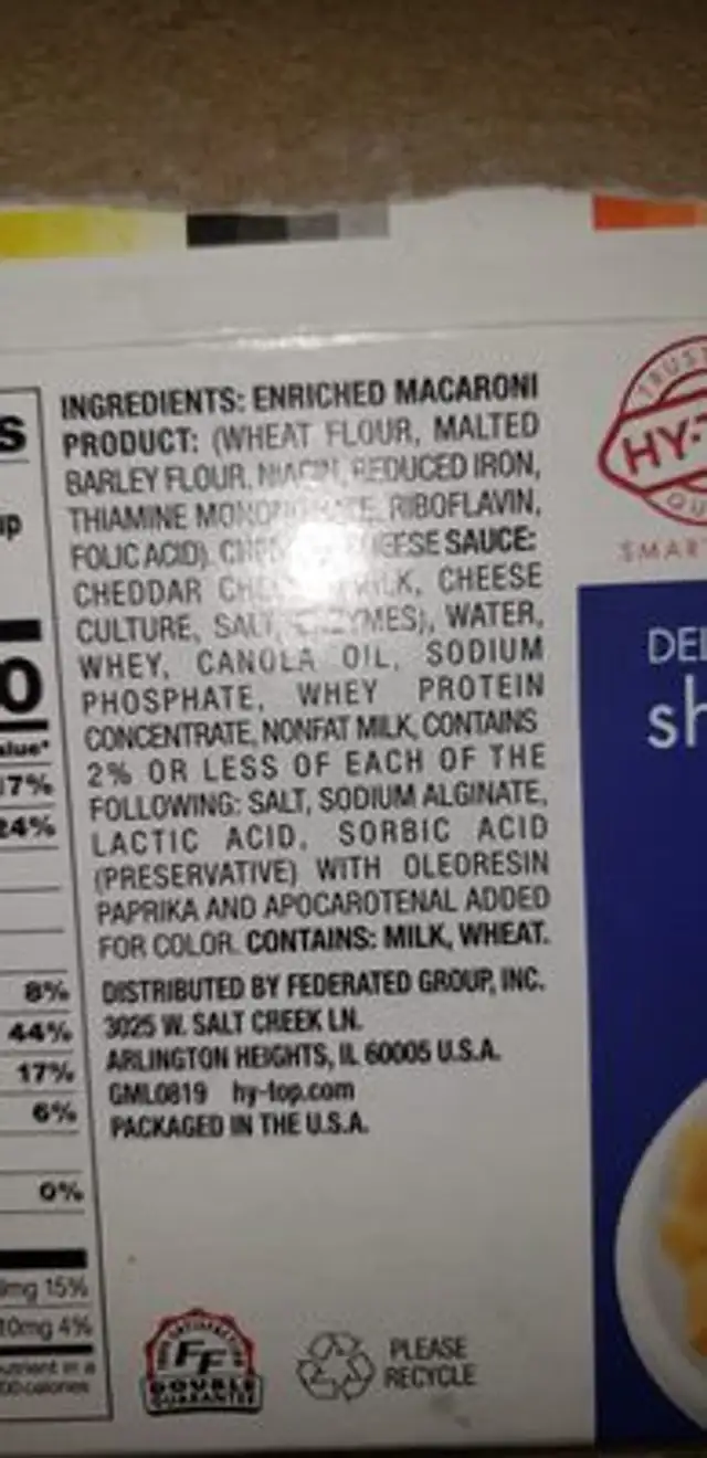 hytop shells and cheddar ingredients label