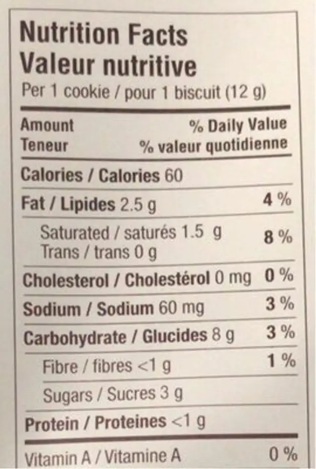 Speculaas spiced cookies nutrition facts table