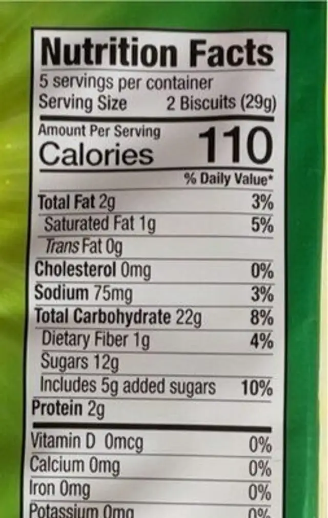 Fruit filled biscuits nutrition facts table