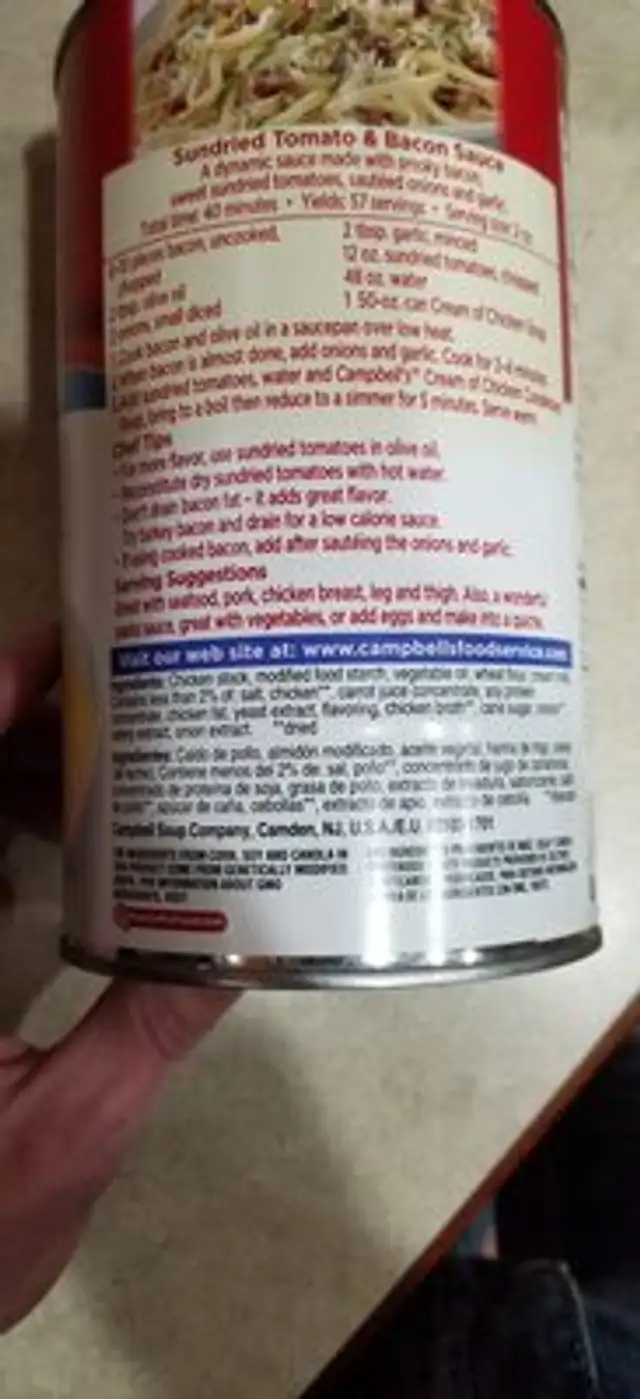 Campbell's cream of chicken ingredients label
