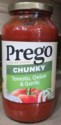 Prego sauces tomato onion & garlic front packaging