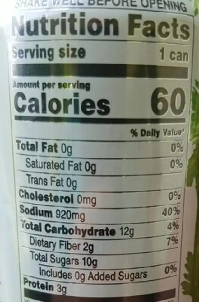 Vjuice spicy hot -- case nutrition facts table