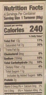 Apple turnovers nutrition facts table