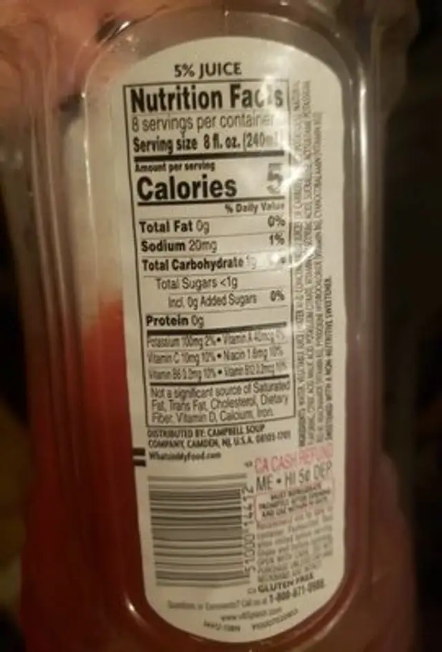Splash diet berry blend nutrition facts table
