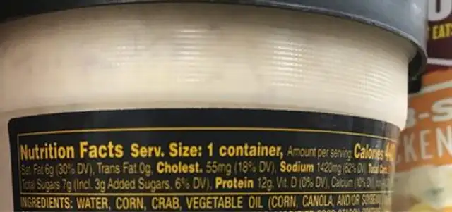 Campbell's slow kettle soup crab & corn chowder nutrition facts table