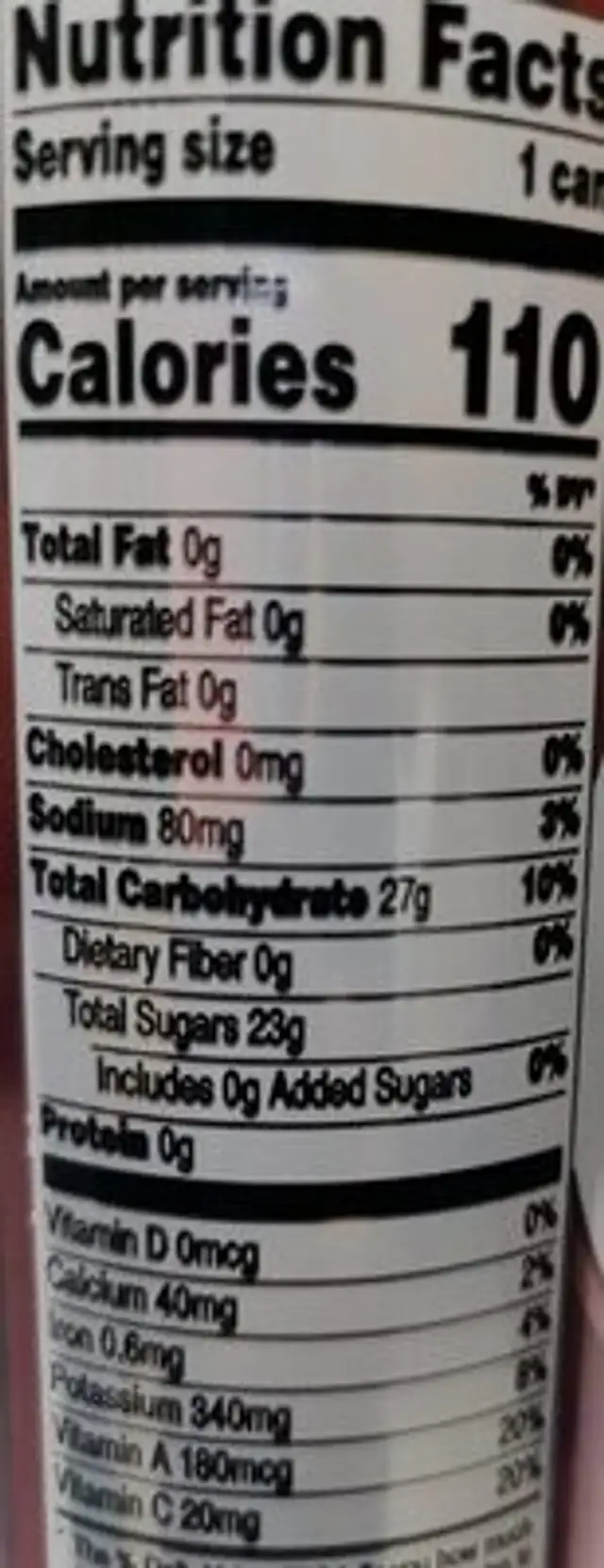 Strawberry banana nutrition facts table