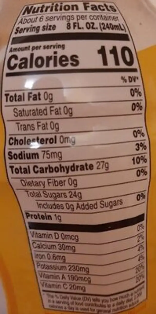 Pineapple strawberry nutrition facts table