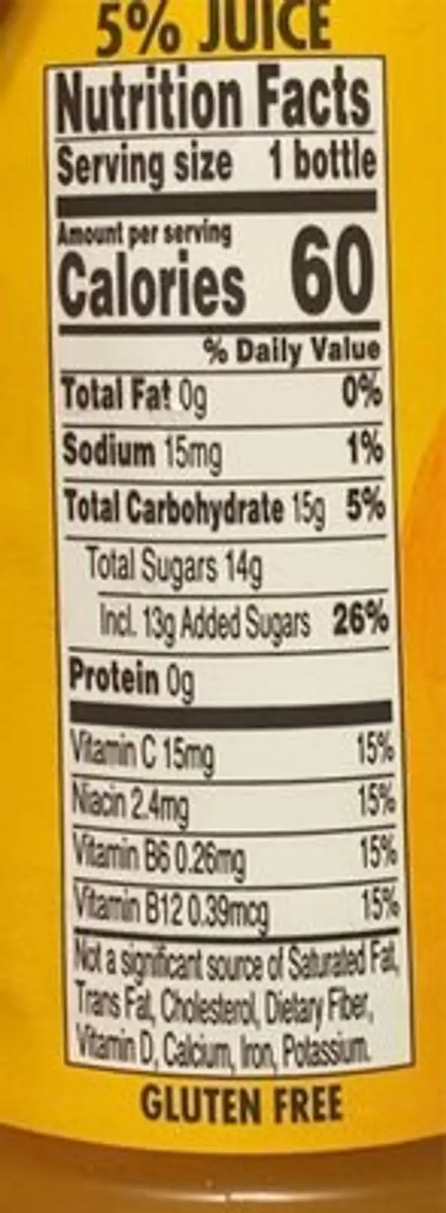 Splash tropical blend juice nutrition facts table