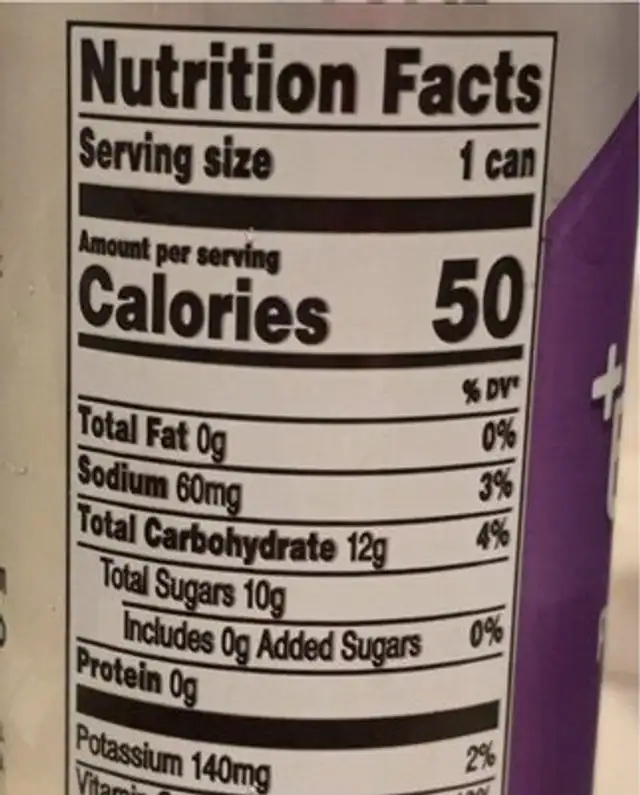 Energy pomengranate blueberry juice nutrition facts table