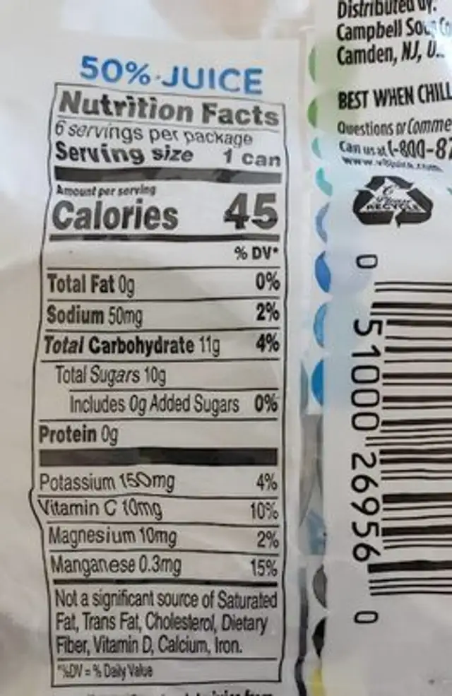 Hydrate natural electrolytes nutrition facts table