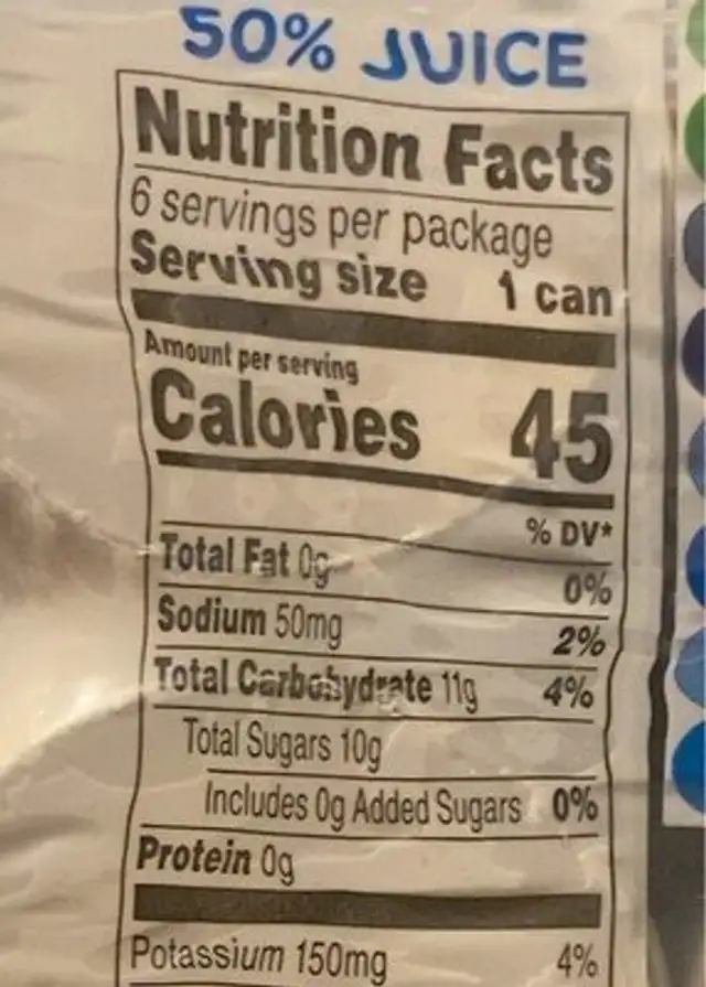 V hydrate blueberry acai nutrition facts table