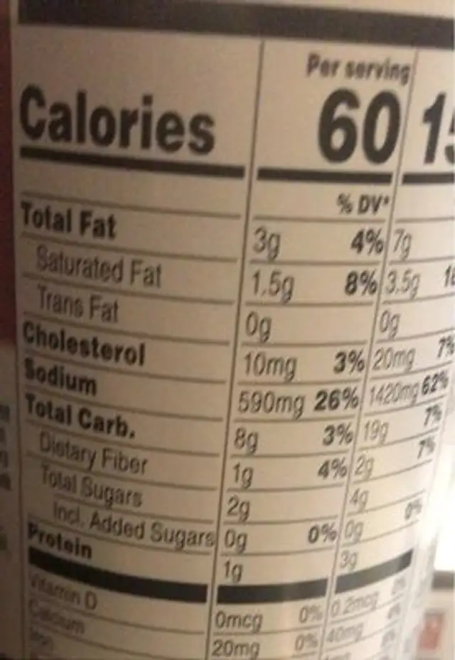 Condensed creamy cauliflower mac & cheese soup nutrition facts table