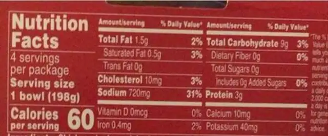 Homestyle chicken noodle soup nutrition facts table