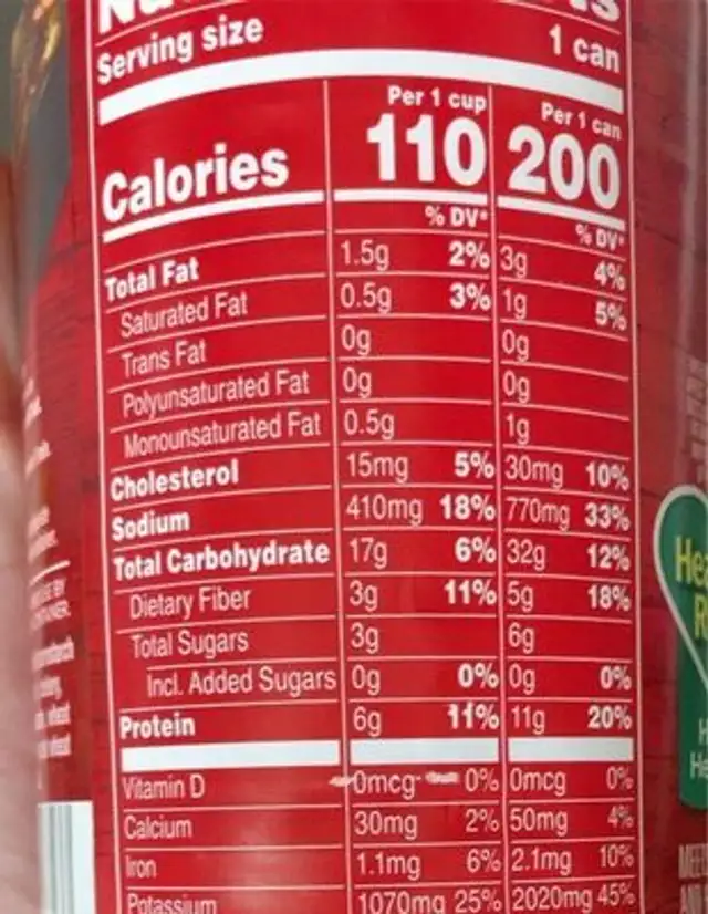 Beef with country vegetables nutrition facts table