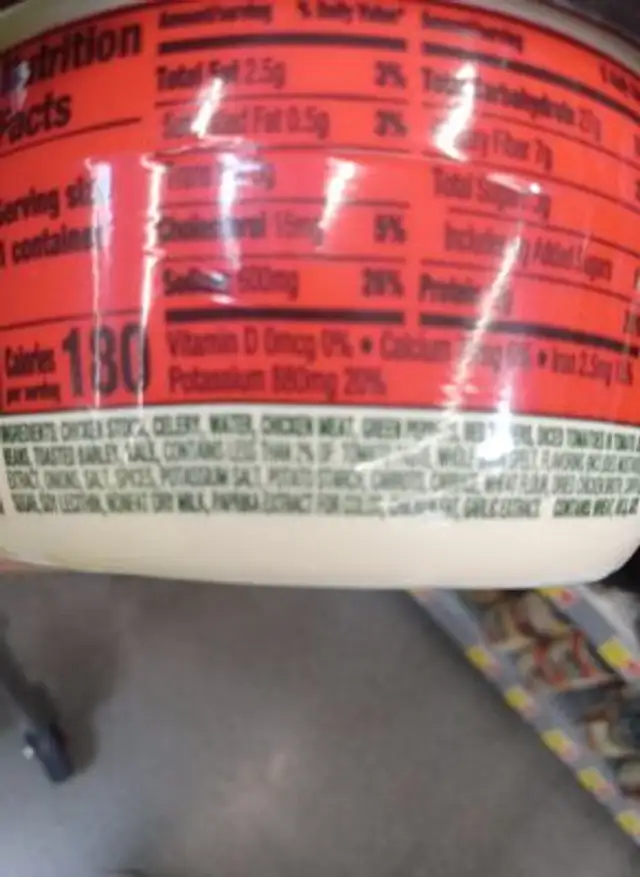 Cajun Style Chicken ingredients label