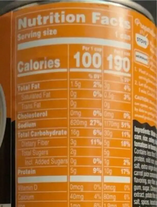Plant-Based Chick’n with Rice nutrition facts table