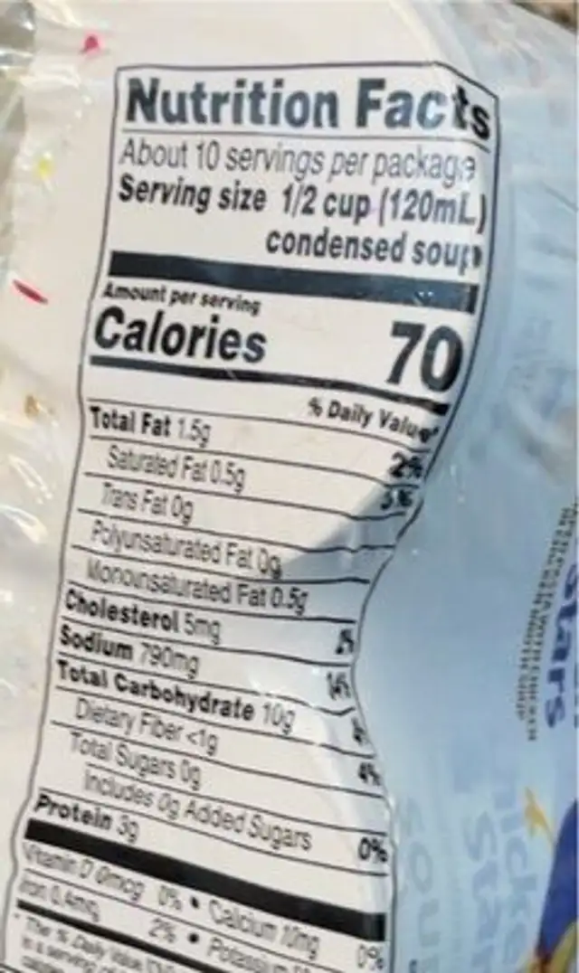 chicken and stars nutrition facts table
