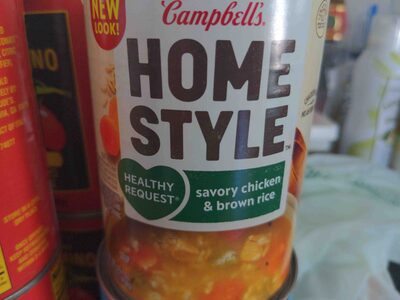 Savory chicken & brown rice soup, Home style front packaging