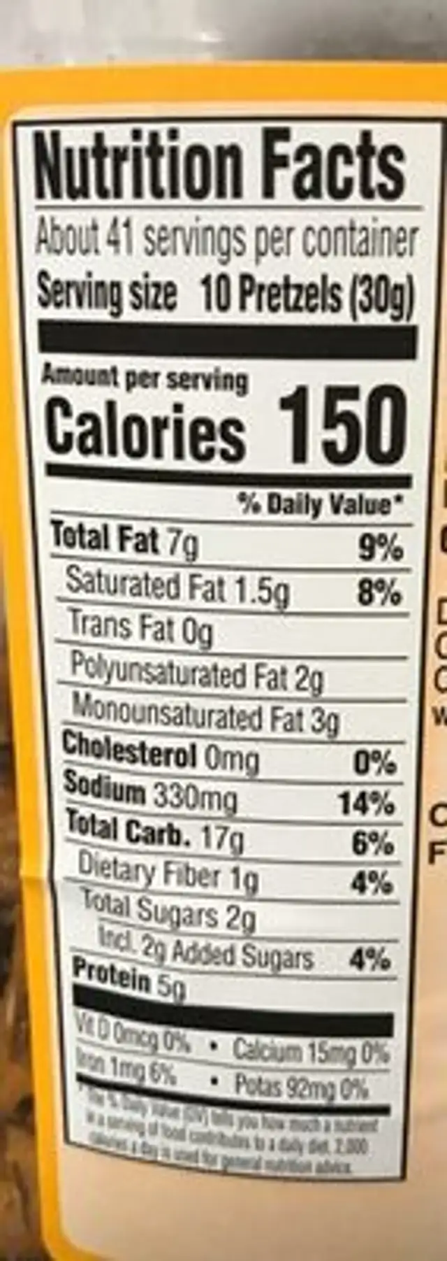 Peanut Butter Pretzel Nuggets nutrition facts table
