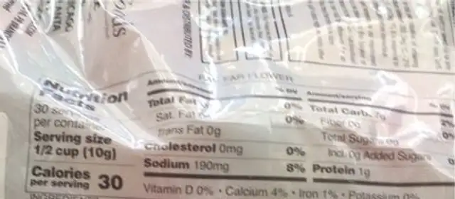 Far far flower nutrition facts table