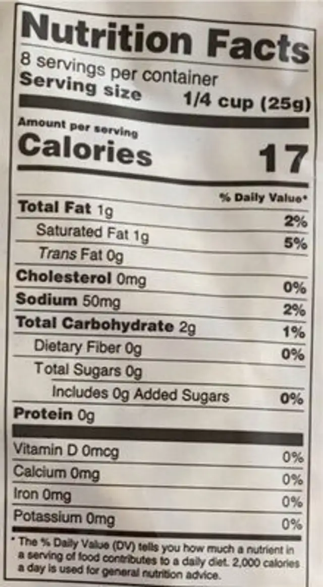 Wheat Mamra Long nutrition facts table
