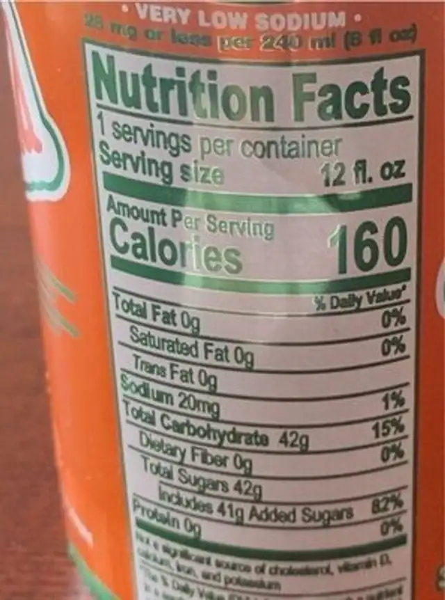 Manzana nutrition facts table