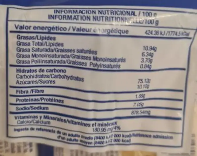 CRACKERS SALÉS nutrition facts table