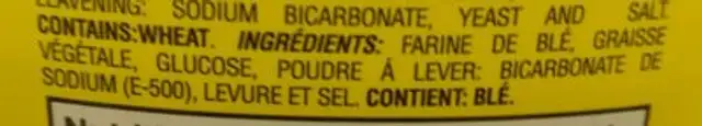 Biscuits salés ingredients label